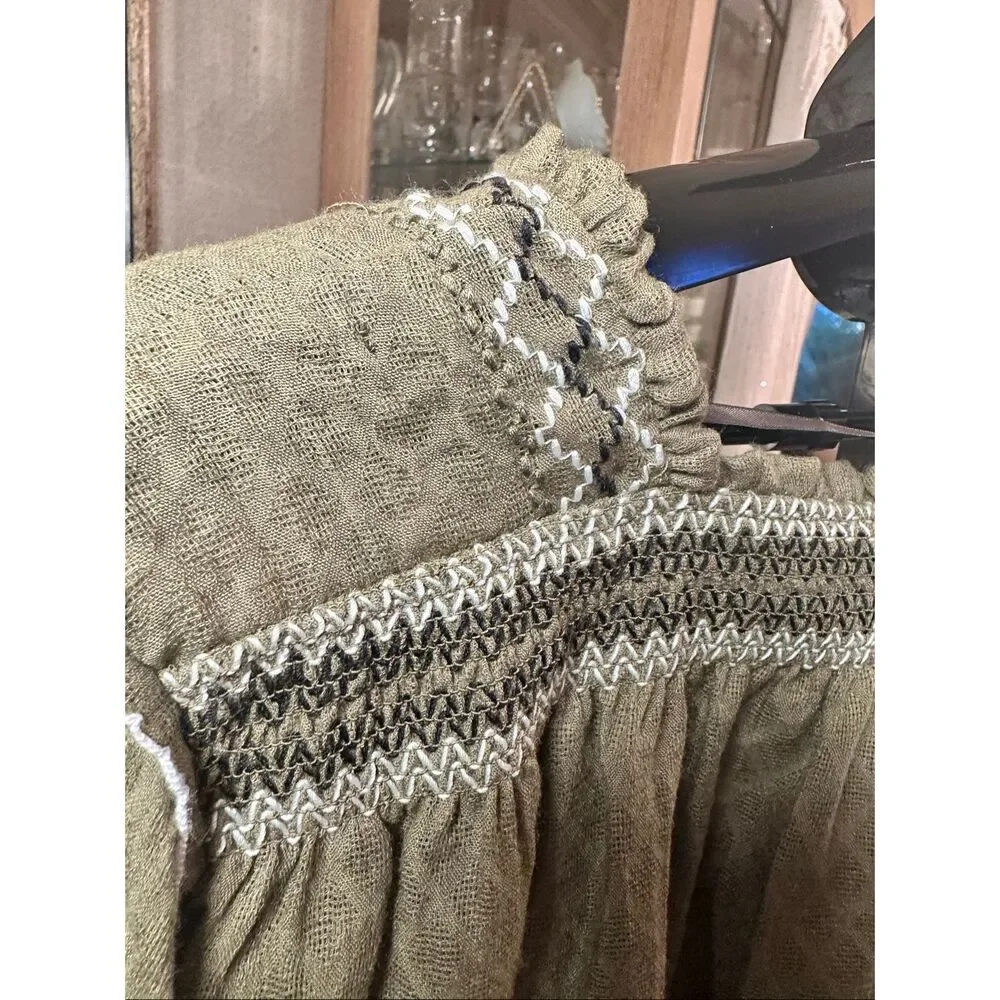 Free people, copper tag bubble blouse